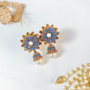 By La Lueur | ER-131 | Aarzoo Earrings - Blue Sapphire