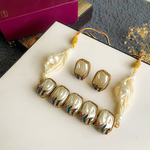 By La Lueur | CS-51 | Husn-e-Janan Choker Set - Multi Gilt
