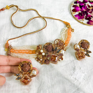 By La Lueur | Nazaara Choker Set - Champagne