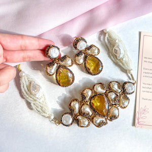 Heera-e-Hunar Choker Set - Citrine Gilt