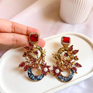 Aks-e-Noori Earrings - Ruby