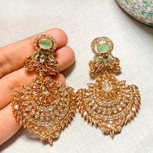 By La Lueur | ER-84 | Chandni Earrings - Seafoam Gilt