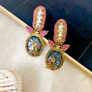 Gul-e-Rang Earrings - Fuchsia