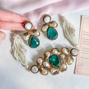 Heera-e-Hunar Choker Set - Emerald Gilt