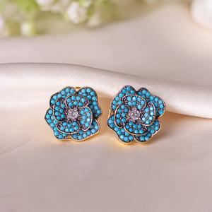 By La Lueur | ER-116 | Gul-e-Roshan Earrings - Aqua