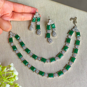 By La Lueur | SK-7 | Nigah-e-Naaz Necklace Set - Emerald Green
