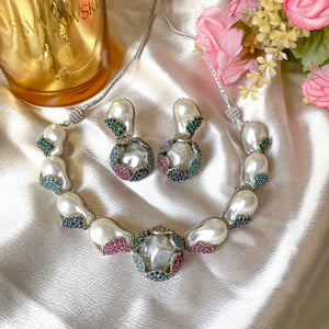 Moti-e-Phool Necklace Set - Multi Frost