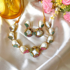 Moti-e-Phool Necklace Set - Multi Gilt