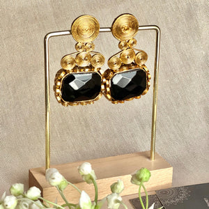 By La Lueur | ER-136 | Naqsh-e-Gohar Earrings - Black