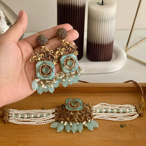 Naureen Half Choker Set - Seafoam