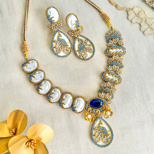 By La Lueur | S-68 | Raqs-e-Mina Necklace Set - Midnight Blue