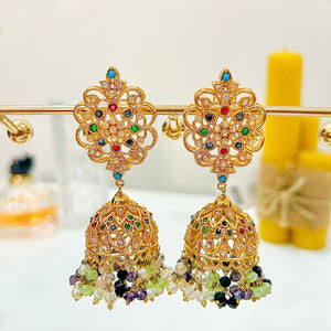 By La Lueur | JK-34 | Raqs-e-Noor Jhumkas - Multi