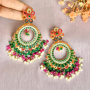 By La Lueur | ER-135 | Rimjhim Earrings - Emerald Green