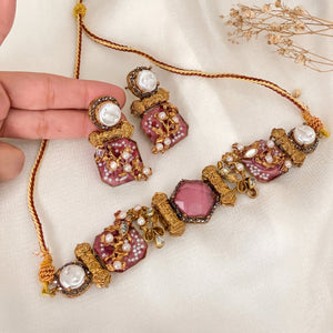 Shan-e-Heera Choker Set - Rose