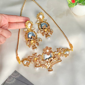By La Lueur | CS-67 | Shahana Choker Set - Champagne