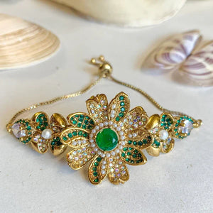 By La Lueur | BR-24 | Zeenat-e-Gul Bracelet - Emerald Green