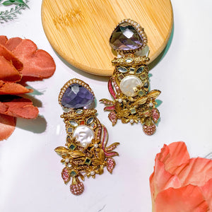 By La Lueur | ER-88 | Noor-e-Nazar Earrings - Plum Purple