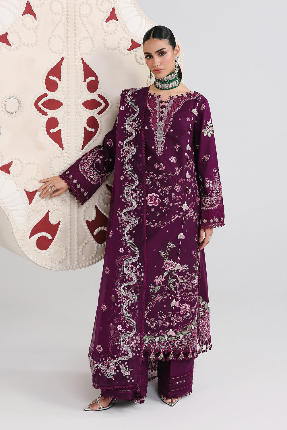 Qalamkar QFL-10 TRESA Festive Lawn Front