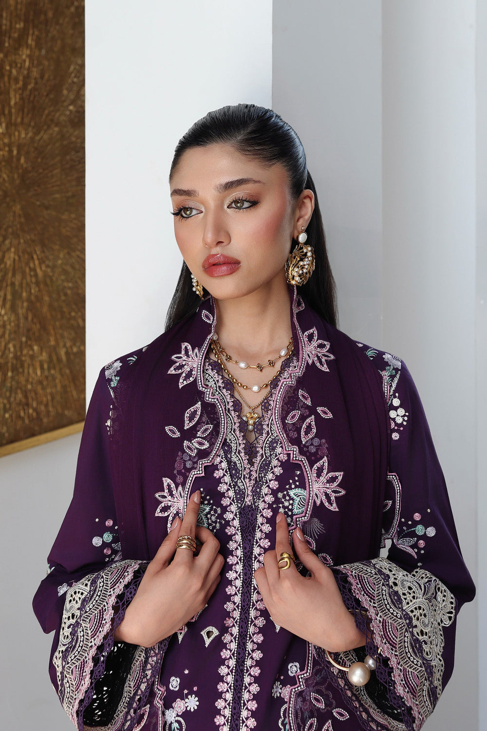 Qalamkar QQL-14 Suhra - Dupatta Detail