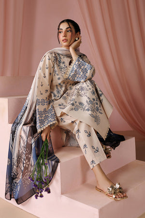ESRA AZ-ES-DP-11 Pastel Cream Printed Lawn Suit - Detail