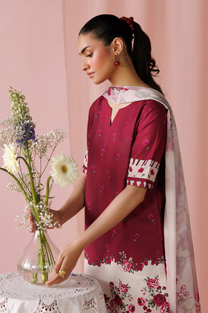 ESRA AZ-ES-DP-12 Berry Pink Printed Lawn Suit - Detail