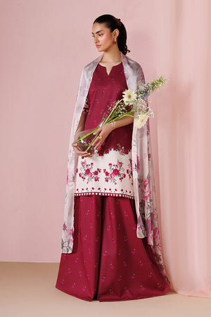 ESRA AZ-ES-DP-12 Berry Pink Printed Lawn Suit - Front