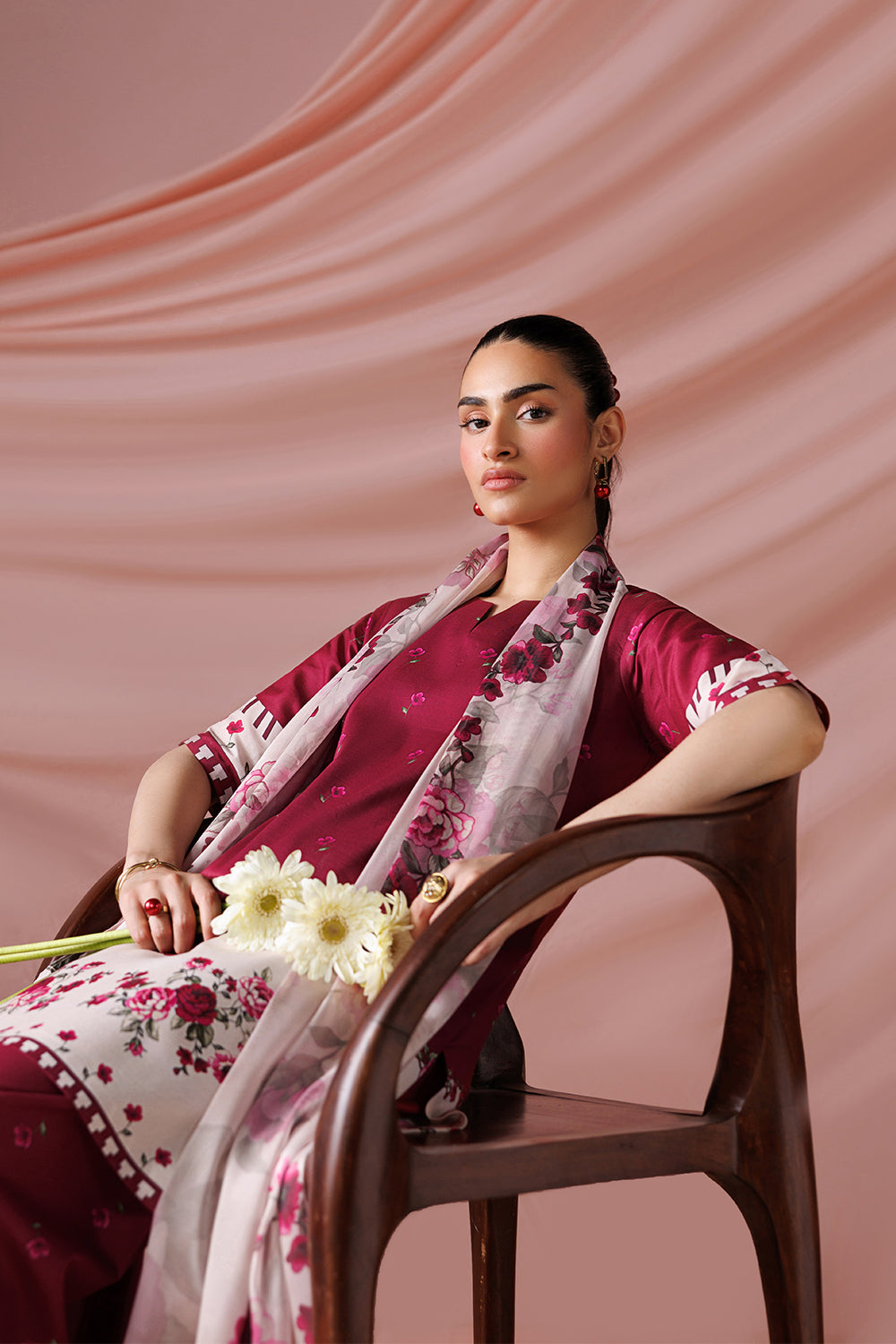 ESRA AZ-ES-DP-12 Berry Pink Printed Lawn Suit