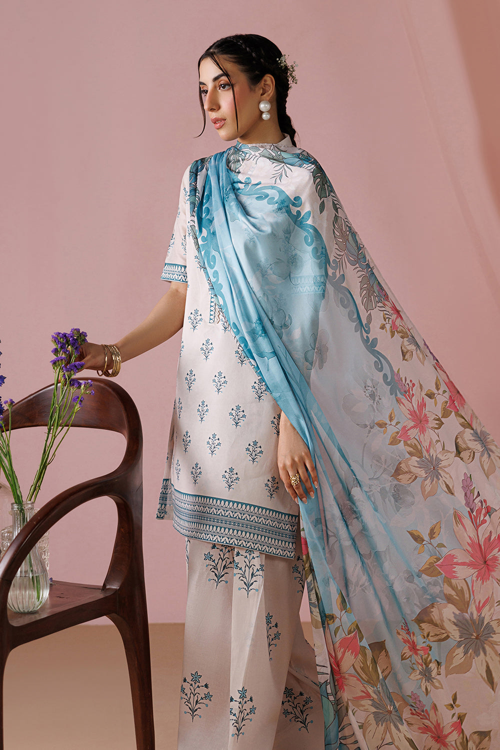 ESRA AZ-ES-DP-13 Pearl White Printed Lawn Suit
