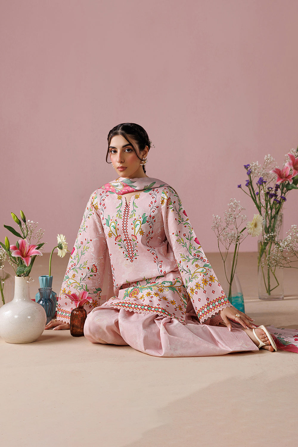 ESRA AZ-ES-DP-14 Pastel Pink Printed Lawn Suit