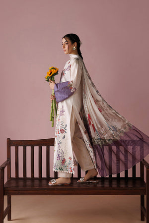ESRA AZ-ES-DP-15 Ivory Printed Lawn Suit - Detail