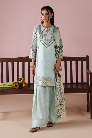 ESRA AZ-ES-DP-16 Aqua Printed Lawn Suit - Front