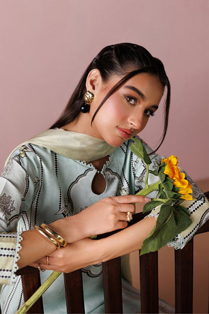 ESRA AZ-ES-DP-16 Aqua Printed Lawn Suit