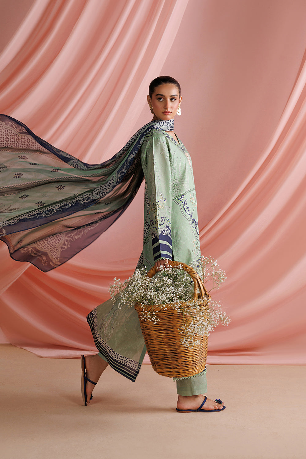 ESRA AZ-ES-DP-17 Misty Green Printed Lawn Suit