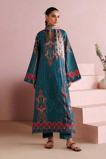 ESRA AZ-ES-DP-19 Teal Blue Printed Lawn Suit - Front