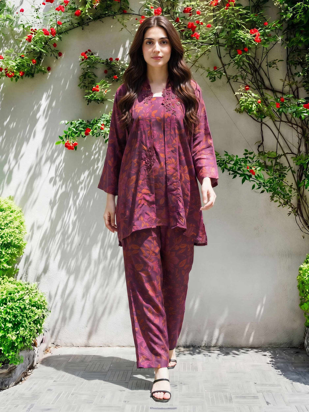 Limelight | AZ-LL-A2403ST-3 | Silk Co-ord Set - Plum