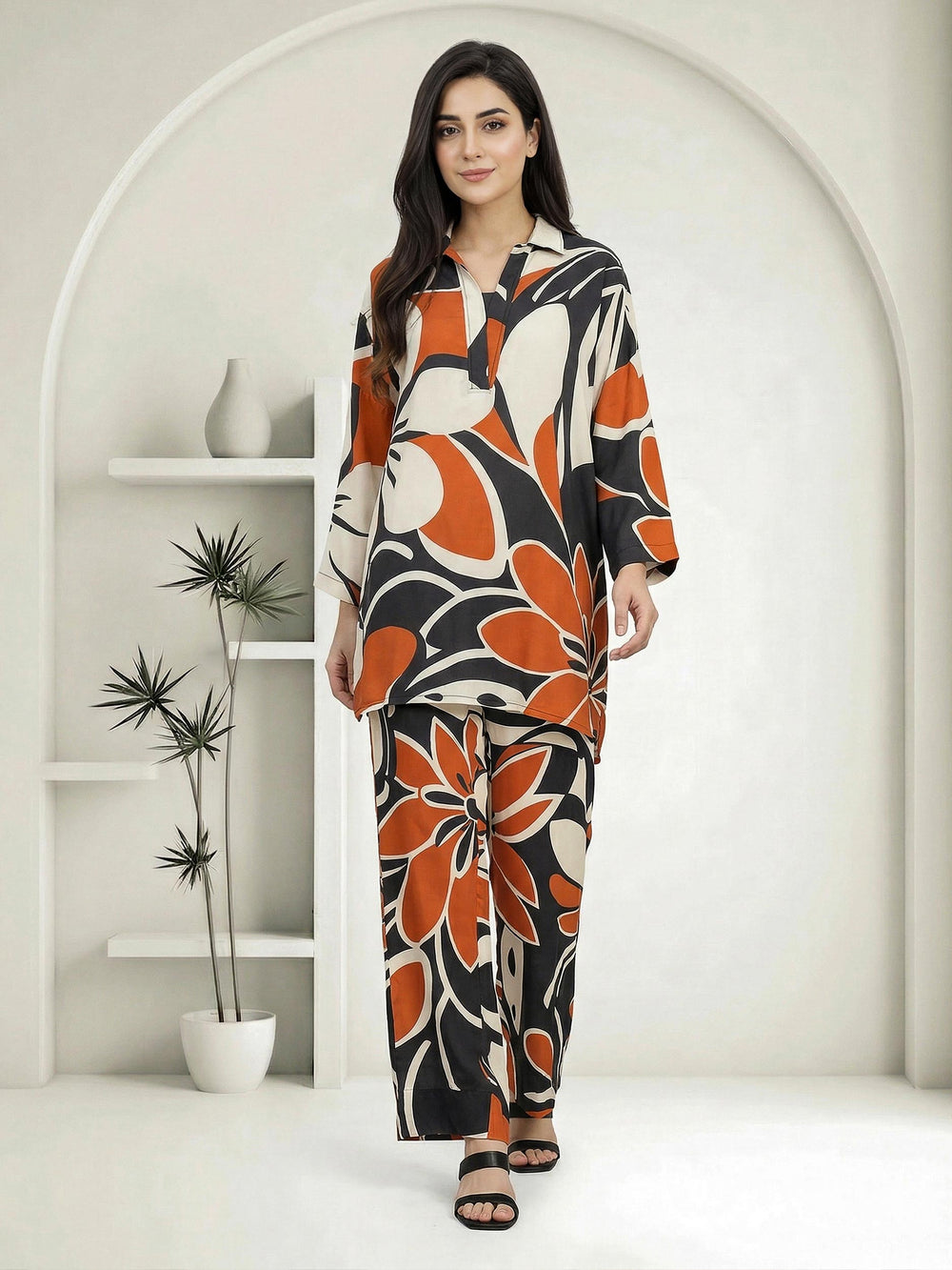 Limelight | AZ-LL-A5575ST-3 | Viscose Co-ord Set - Orange