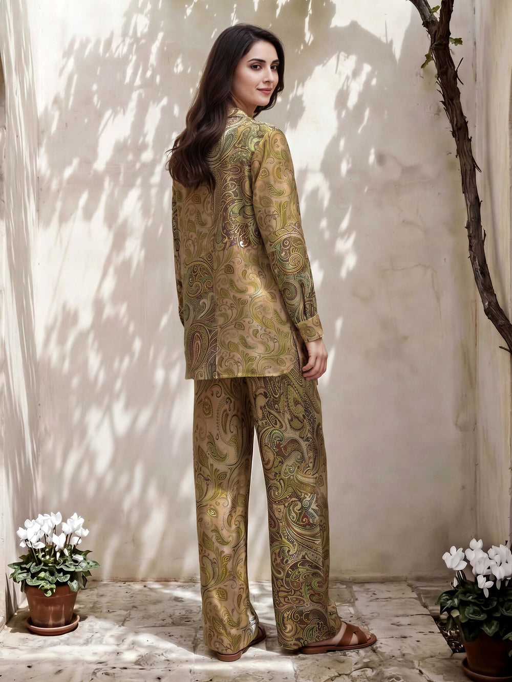 Limelight | AZ-LL-A5929ST-3 | Silk Co-ord Set - Beige