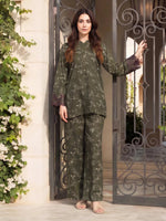 Limelight | AZ-LL-A5980ST-3 | Silk Co-ord Set - Embroidered - Olive
