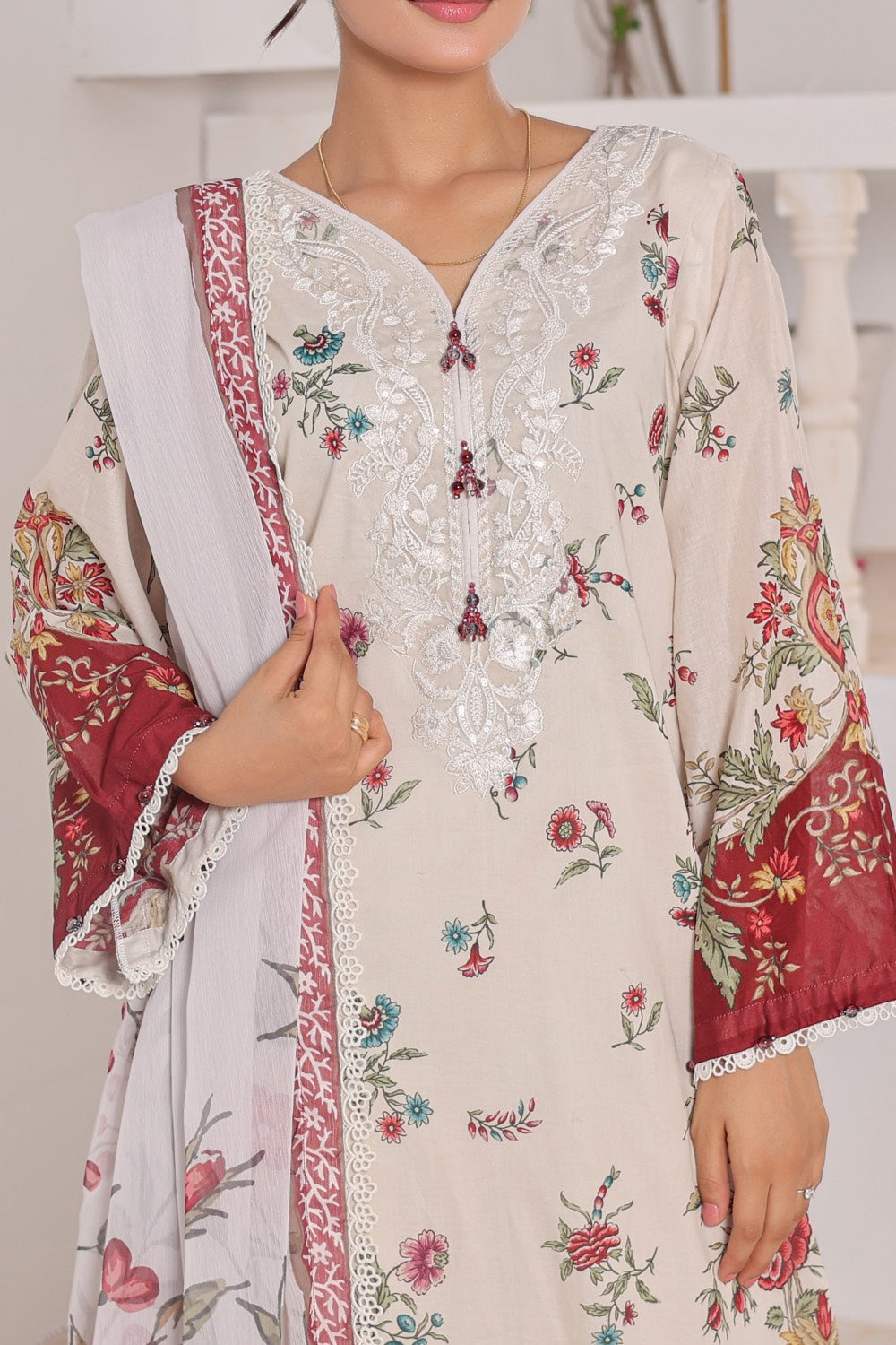 M/Basics by Maria B | AZ-MB-01-A | Summer Stitched Suit