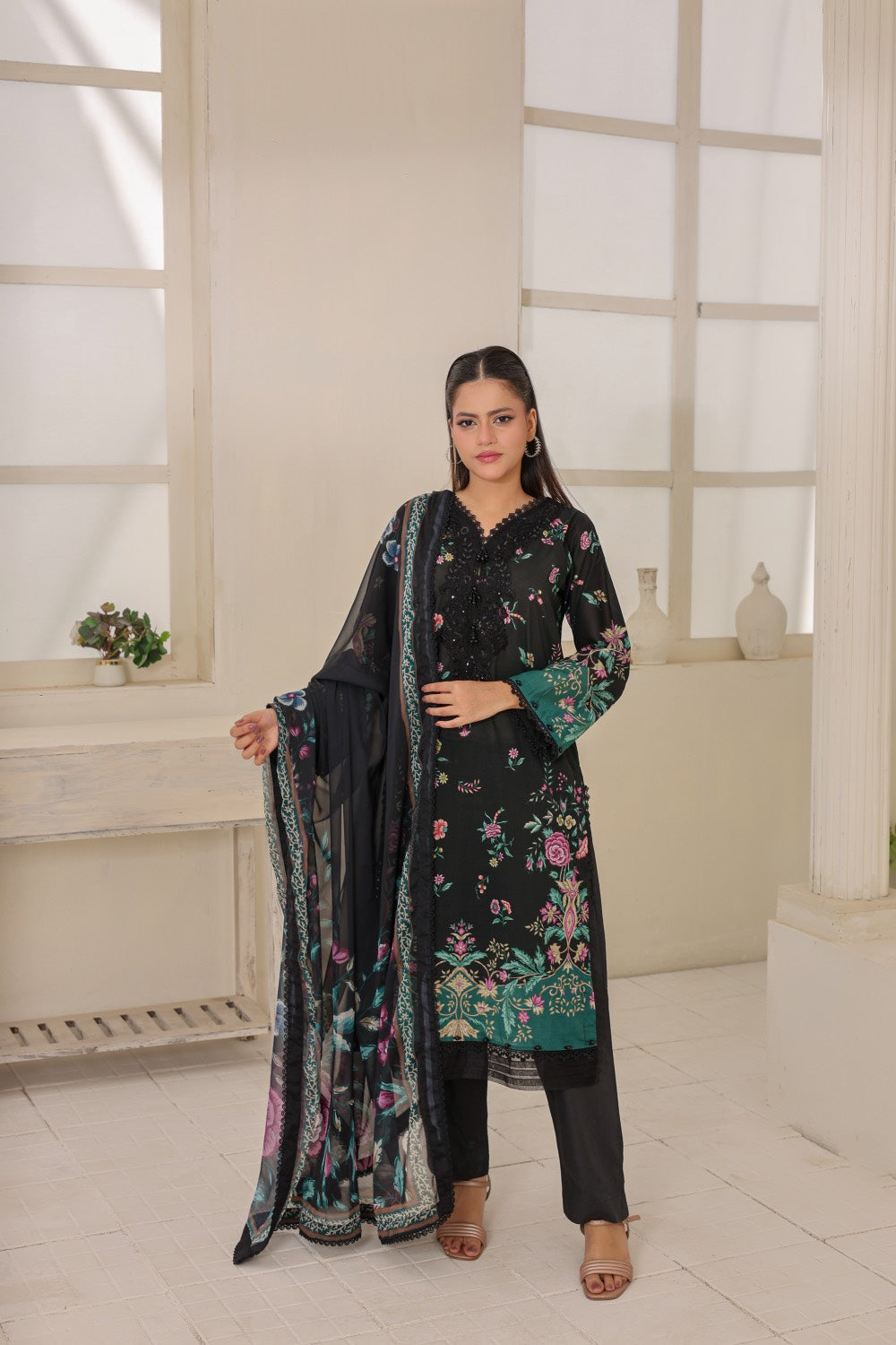 M/Basics by Maria B | AZ-MB-01-B | Summer Stitched Suit