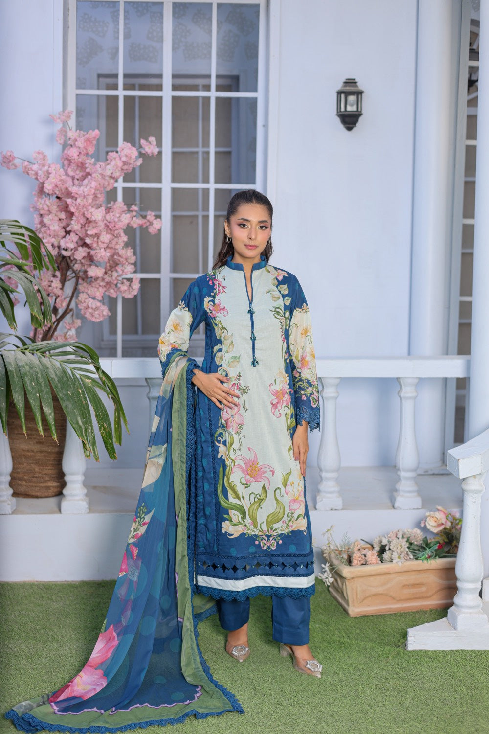 M/Basics by Maria B | AZ-MB-05-B | Summer Stitched Suit