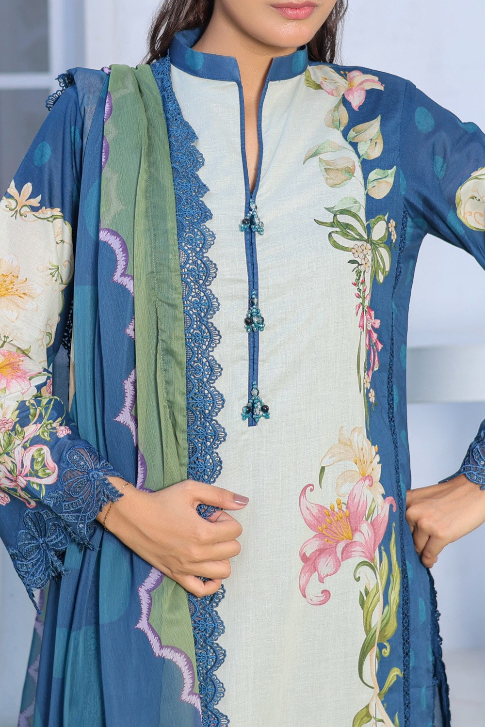 M/Basics by Maria B | AZ-MB-05-B | Summer Stitched Suit