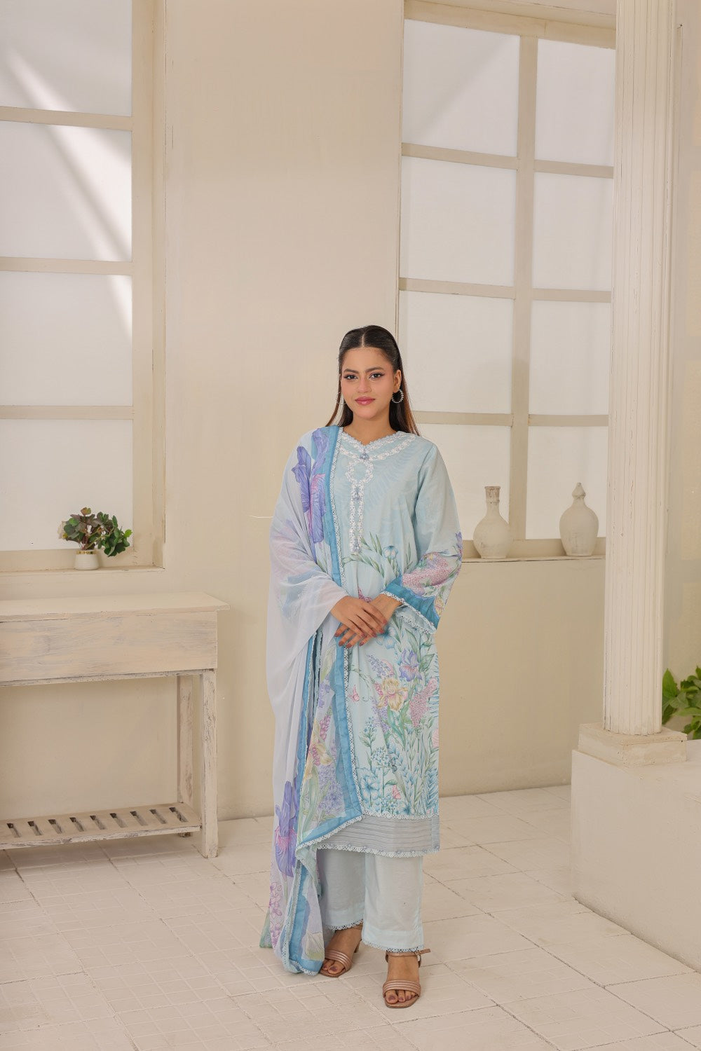 M/Basics by Maria B | AZ-MB-10-A | Summer Stitched Suit