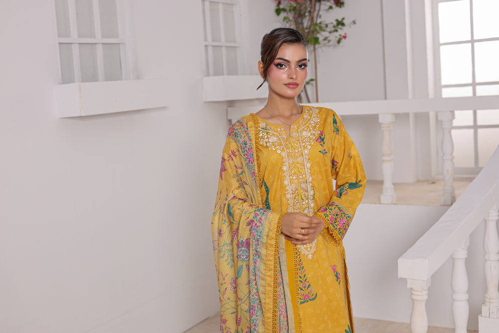 M/Basics by Maria B | AZ-MB-03-A | Summer Stitched Suit