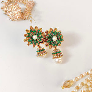 By La Lueur | ER-131 | Aarzoo Earrings - Emerald Green