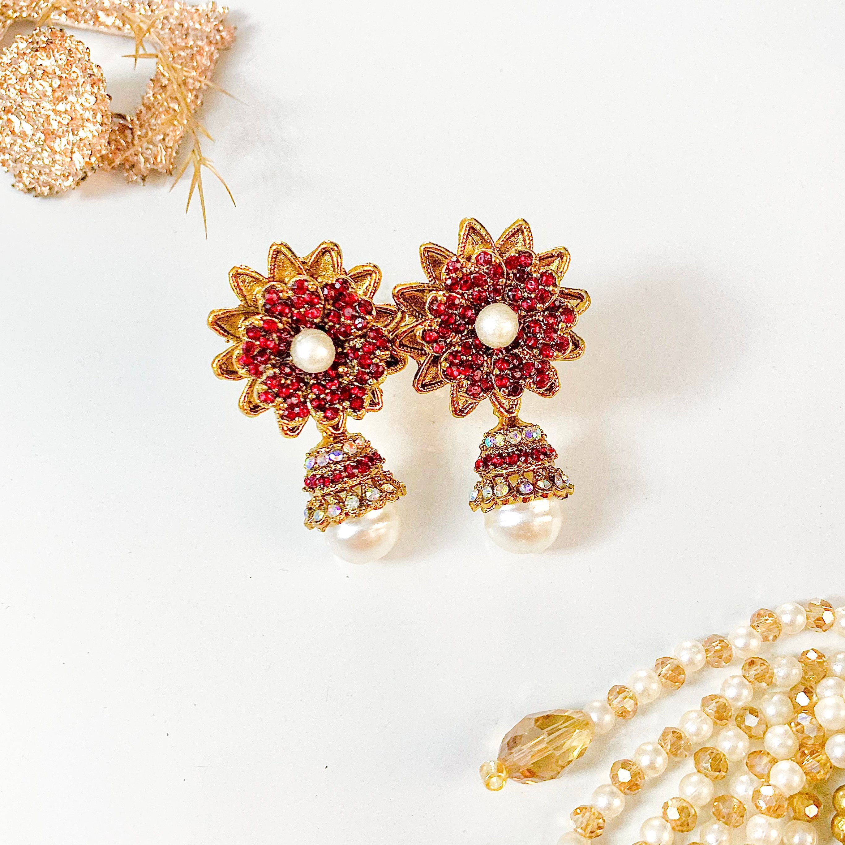 By La Lueur | ER-131 | Aarzoo Earrings - Ruby