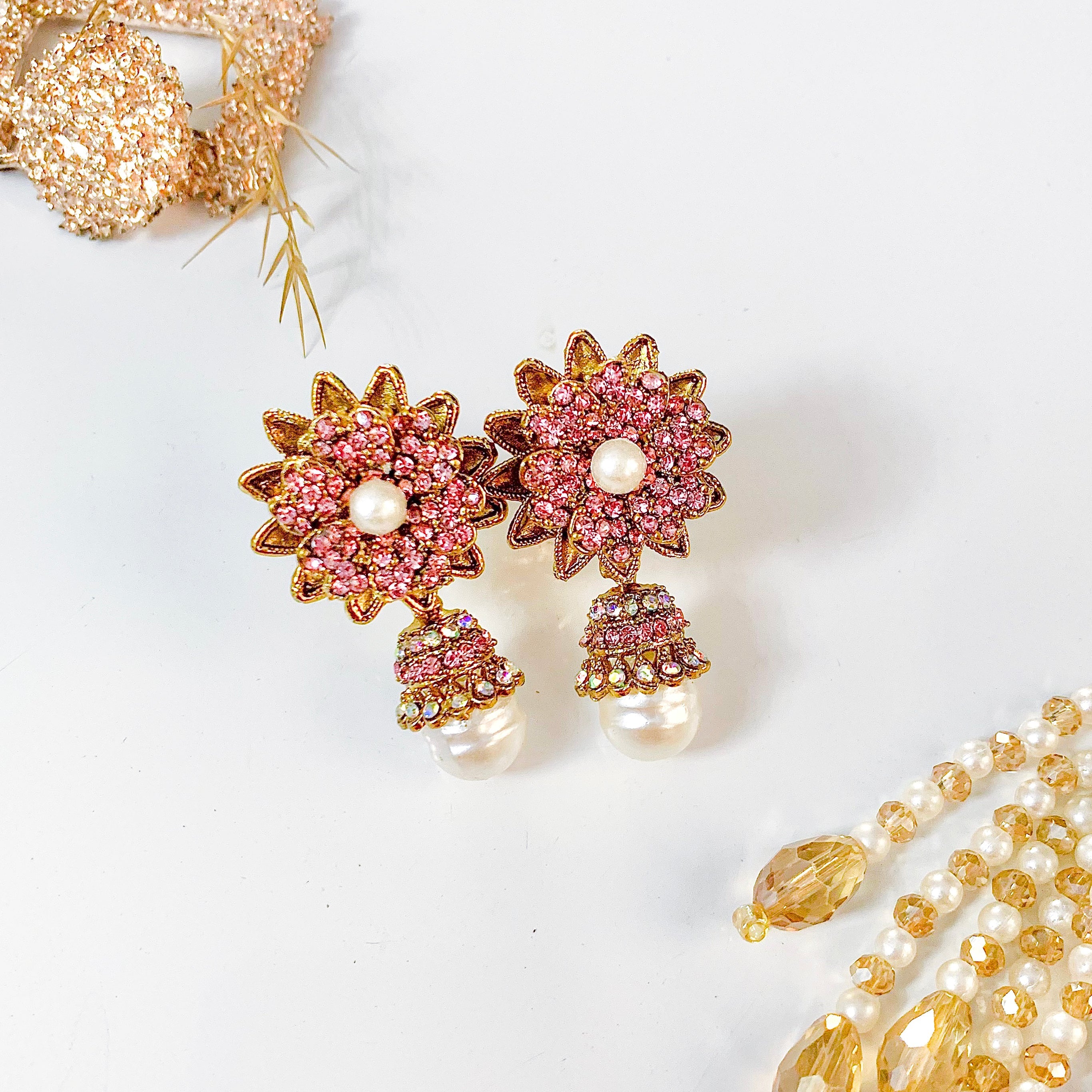 By La Lueur | ER-131 | Aarzoo Earrings - Rose