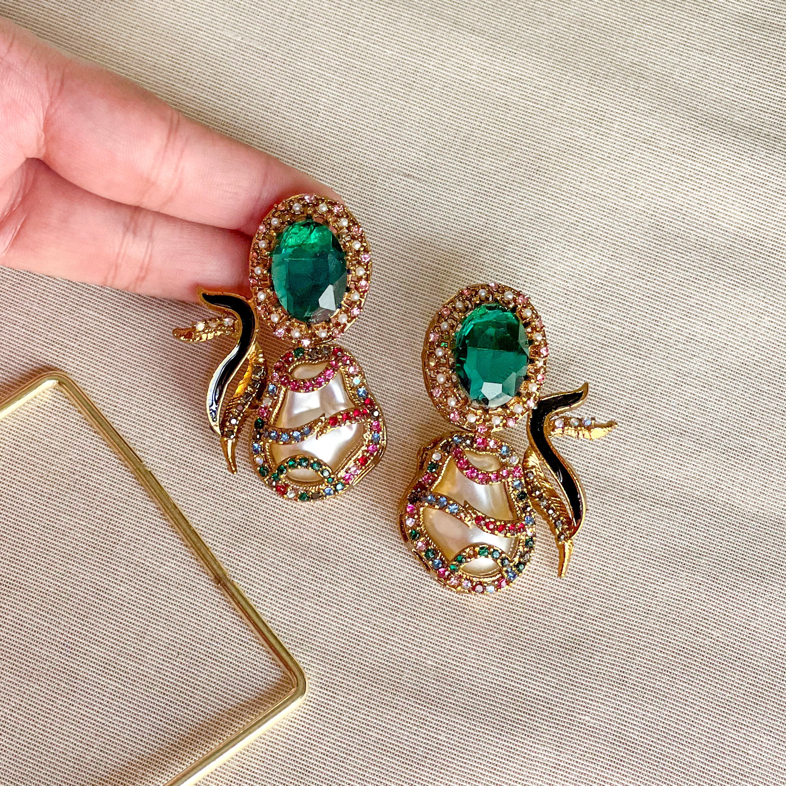 Aylin Earrings - Emerald Green
