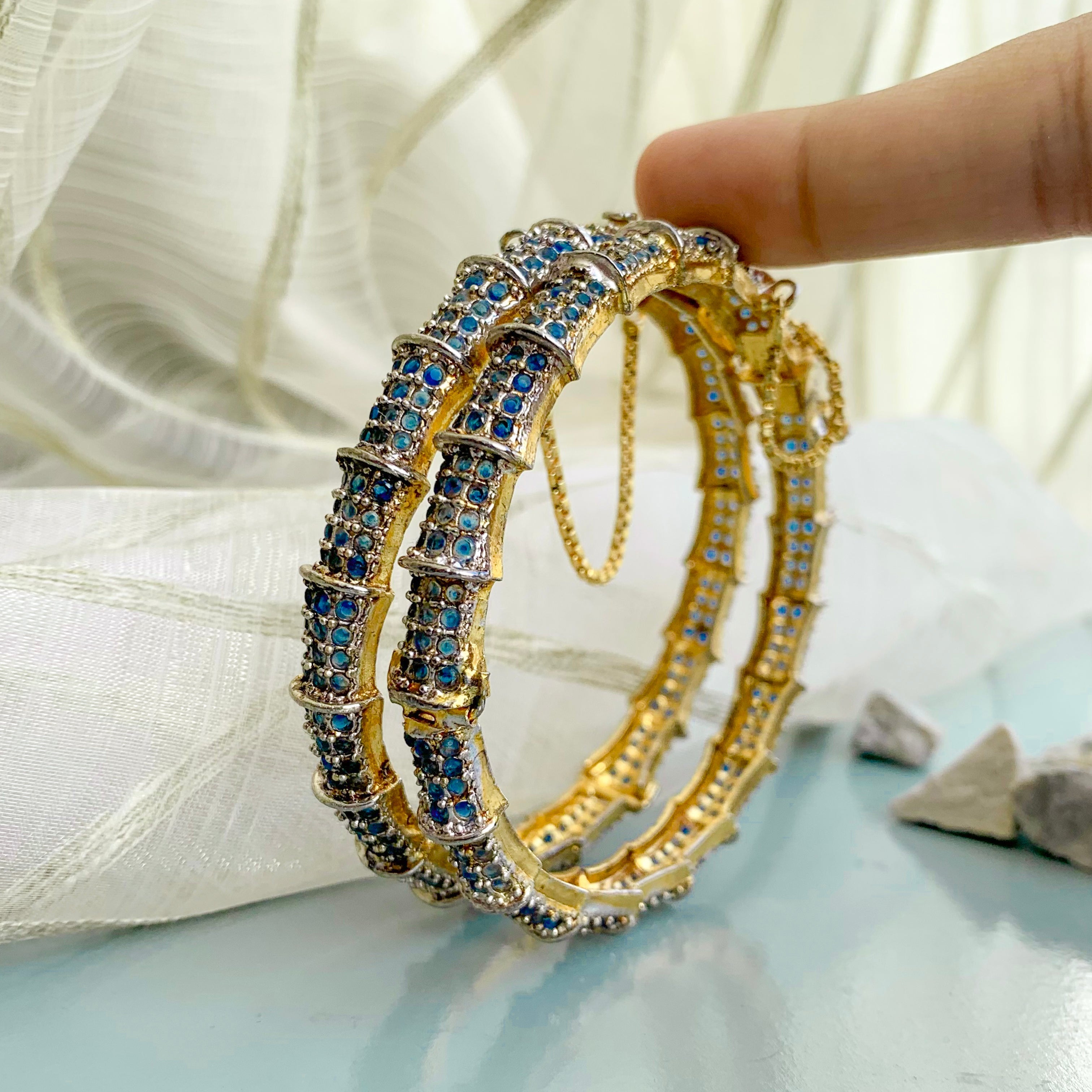 By La Lueur | BN-52 | Husn-e-Kalai Bangles - Midnight Blue