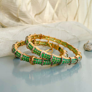By La Lueur | BN-52 | Husn-e-Kalai Bangles - Emerald Green